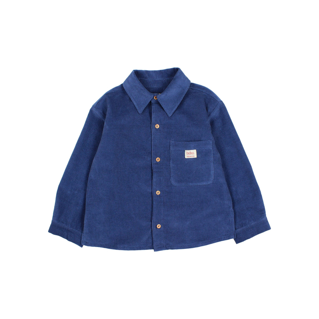 Chemise en micro-velours côtelé Marine