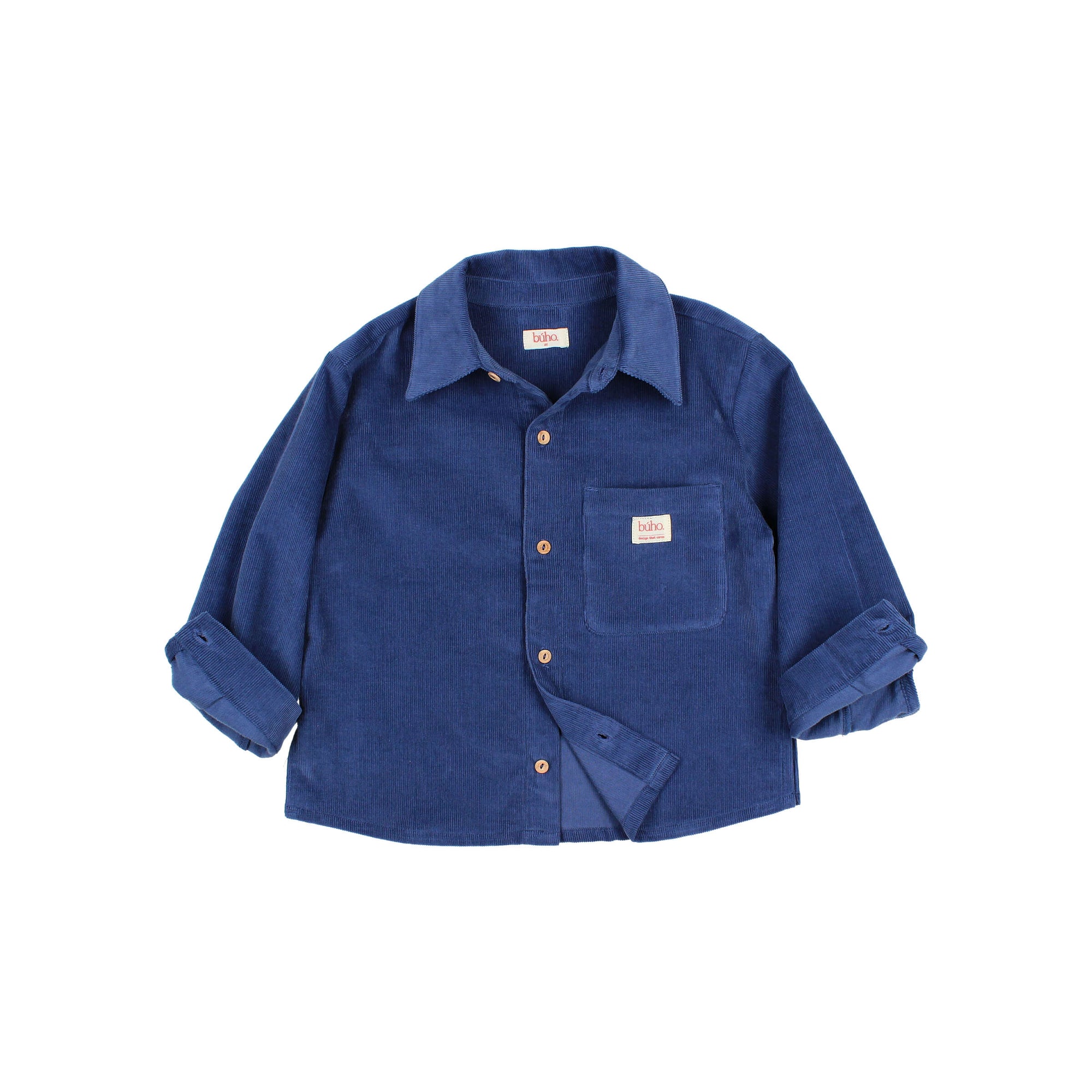 Chemise en micro-velours côtelé Marine