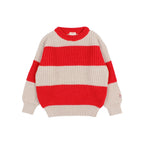 Pull rayé en tricot Rouge
