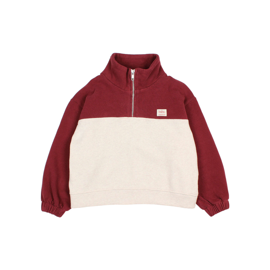 Sweat zippé bicolore Bordeaux