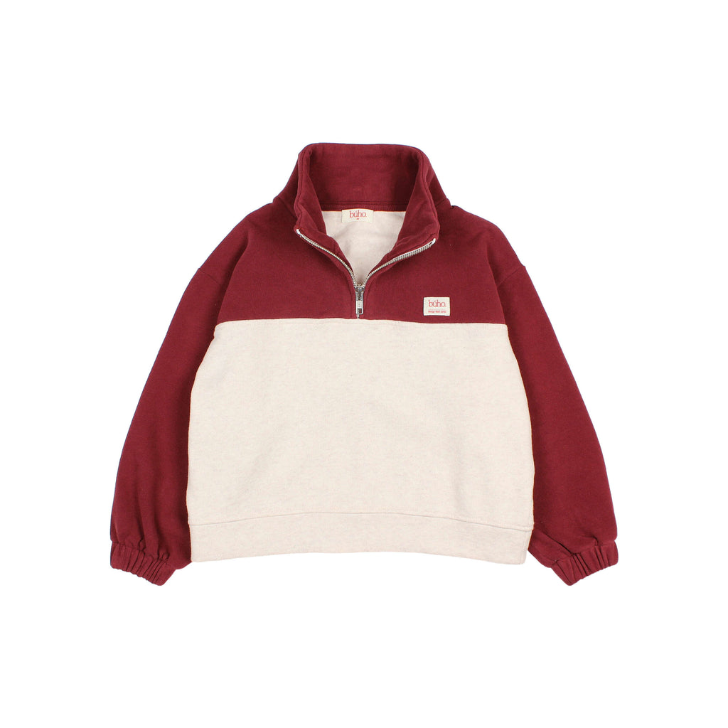Sweat zippé bicolore Bordeaux