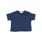 Baby Linen T-shirt with Pocket - Navy Blue