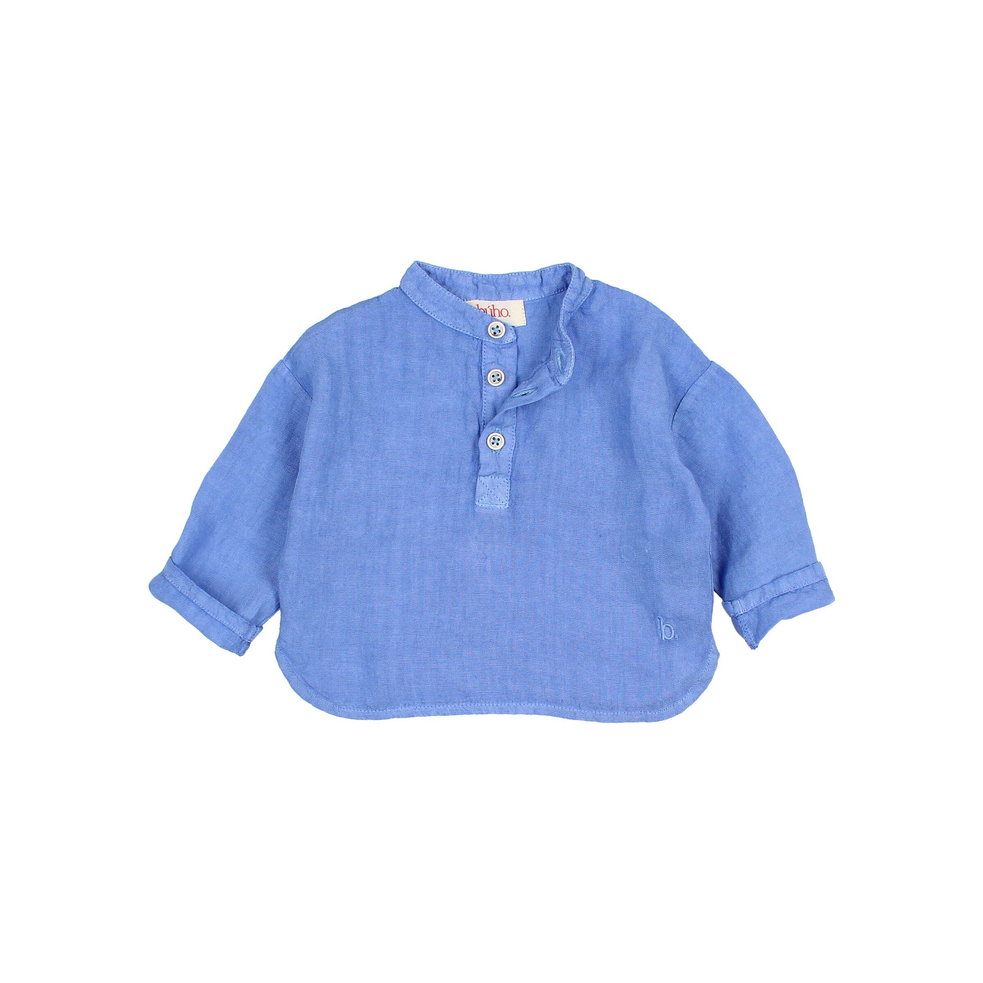 Baby Long Sleeve Linen Kurta - Ocean Blue