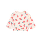 Cream Pink Baby Sweatshirt with Strawberry Pattern