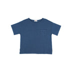 T-shirt en Lin avec Poche - Bleu Marine
