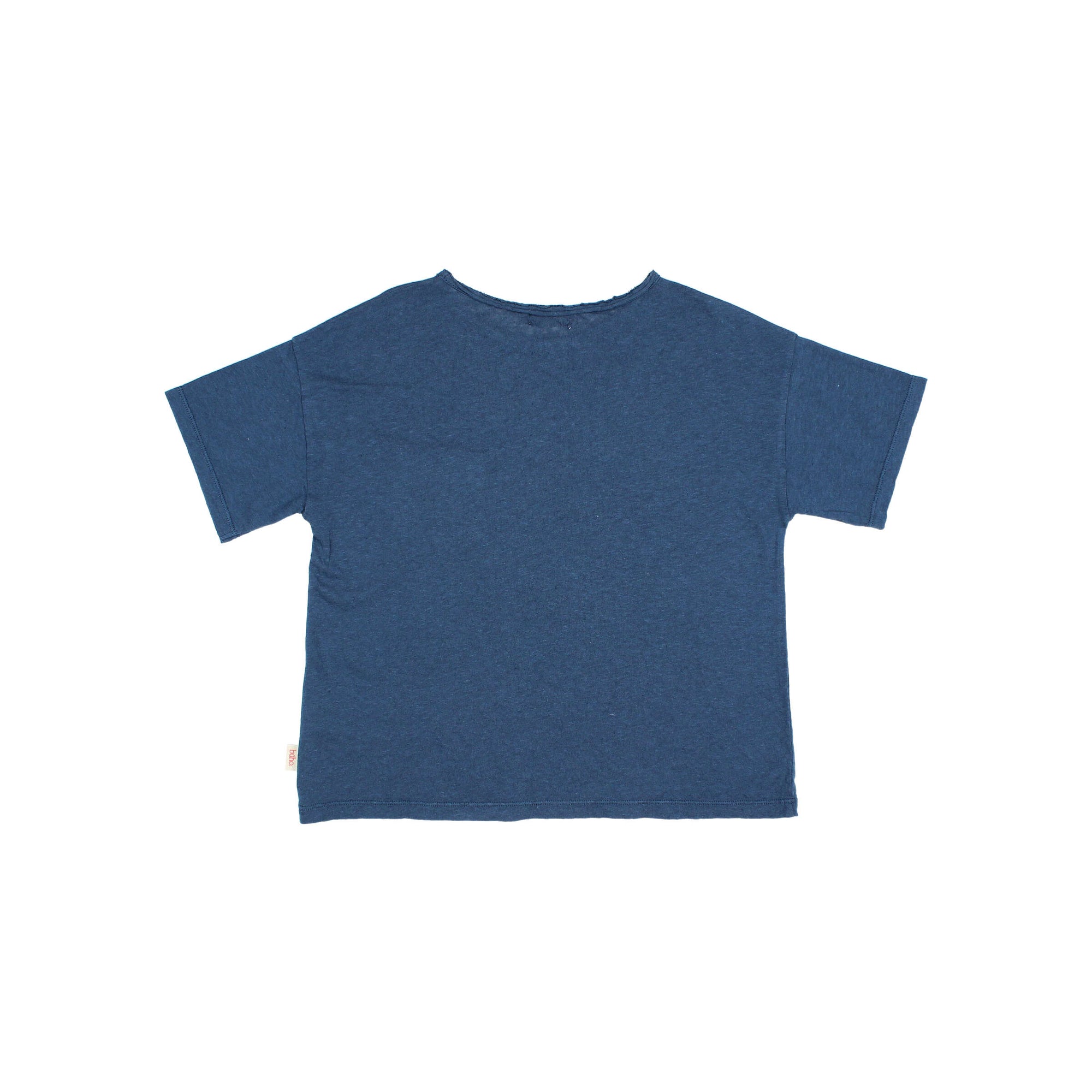 T-shirt en Lin avec Poche - Bleu Marine