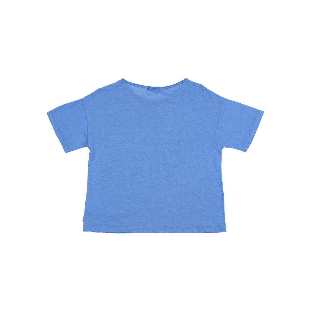 T-shirt en Lin avec Poche - Bleu Océan
