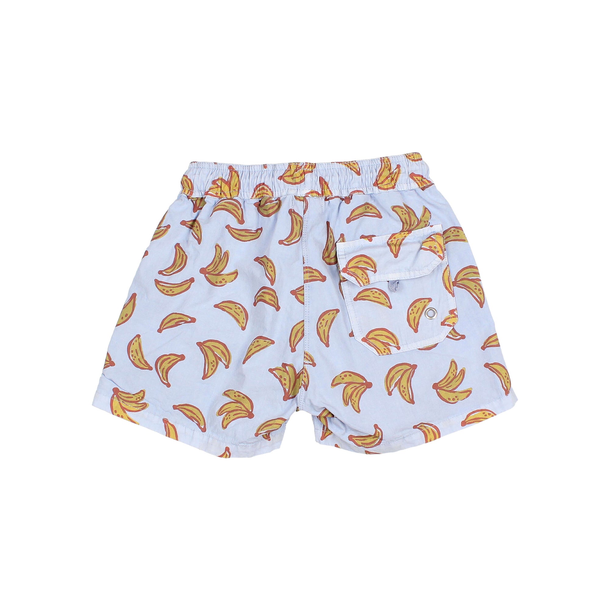 Añil (Indigo) Poplin Swim Shorts with Banana Pattern