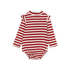 Red striped baby body with ruffles