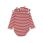 Red striped baby body with ruffles