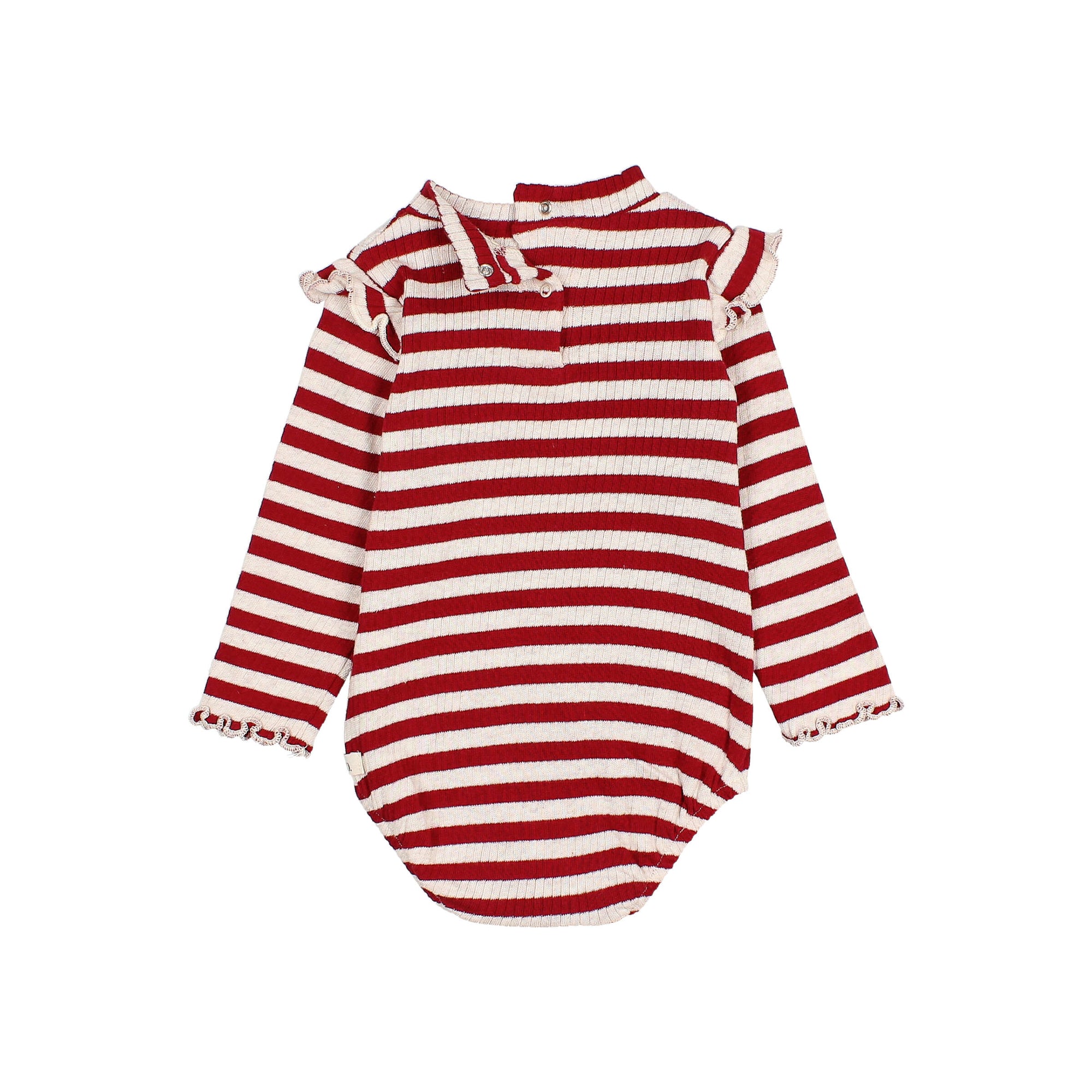 Red striped baby body with ruffles