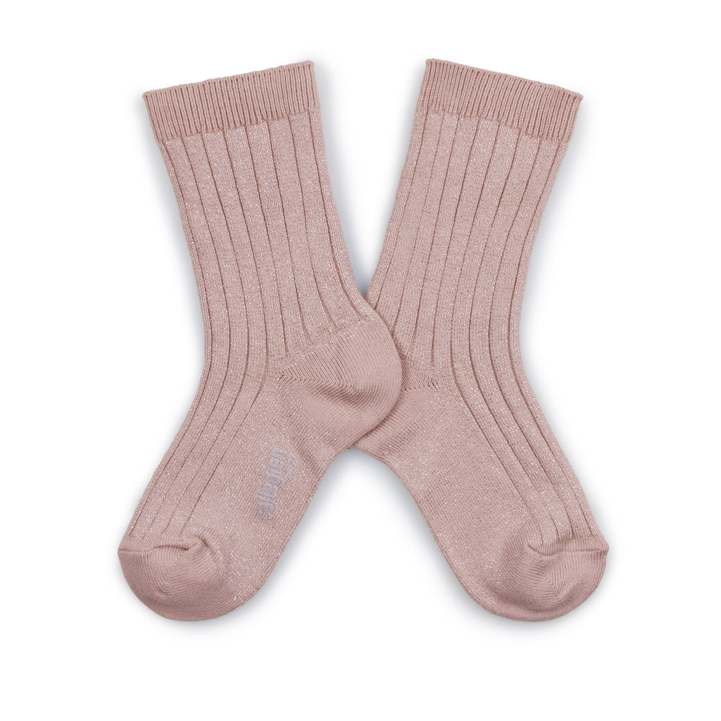 Chaussettes Victoire brillantes – Vieux rose