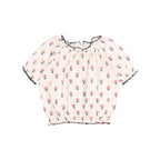 Short sleeve blouse Ivory printed flowers