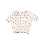 Short sleeve blouse Ivory printed flowers