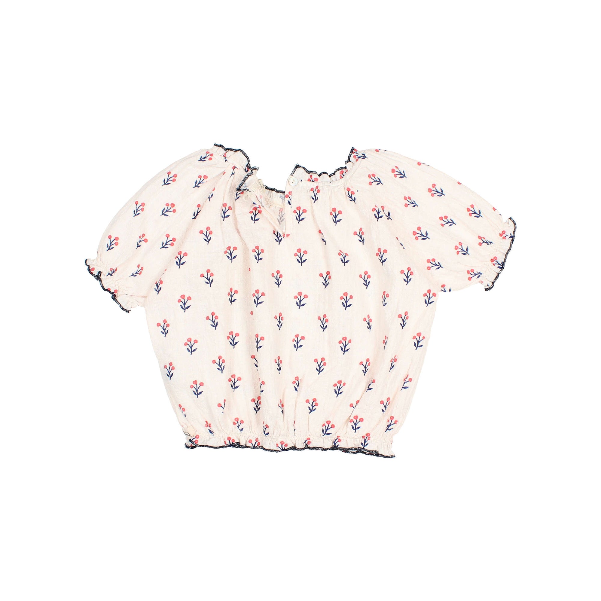 Short sleeve blouse Ivory printed flowers