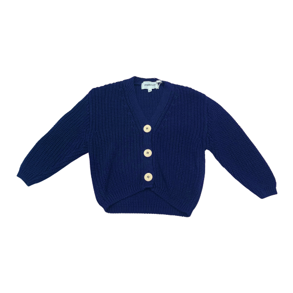 Navy blue knit baby cardigan
