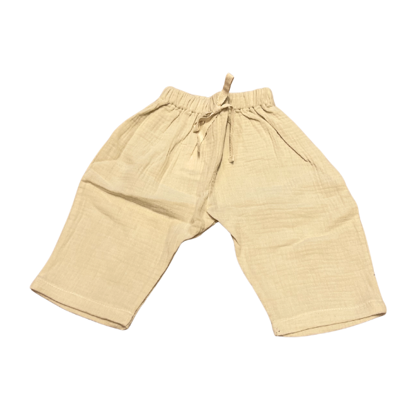 Beige muslin baby trousers