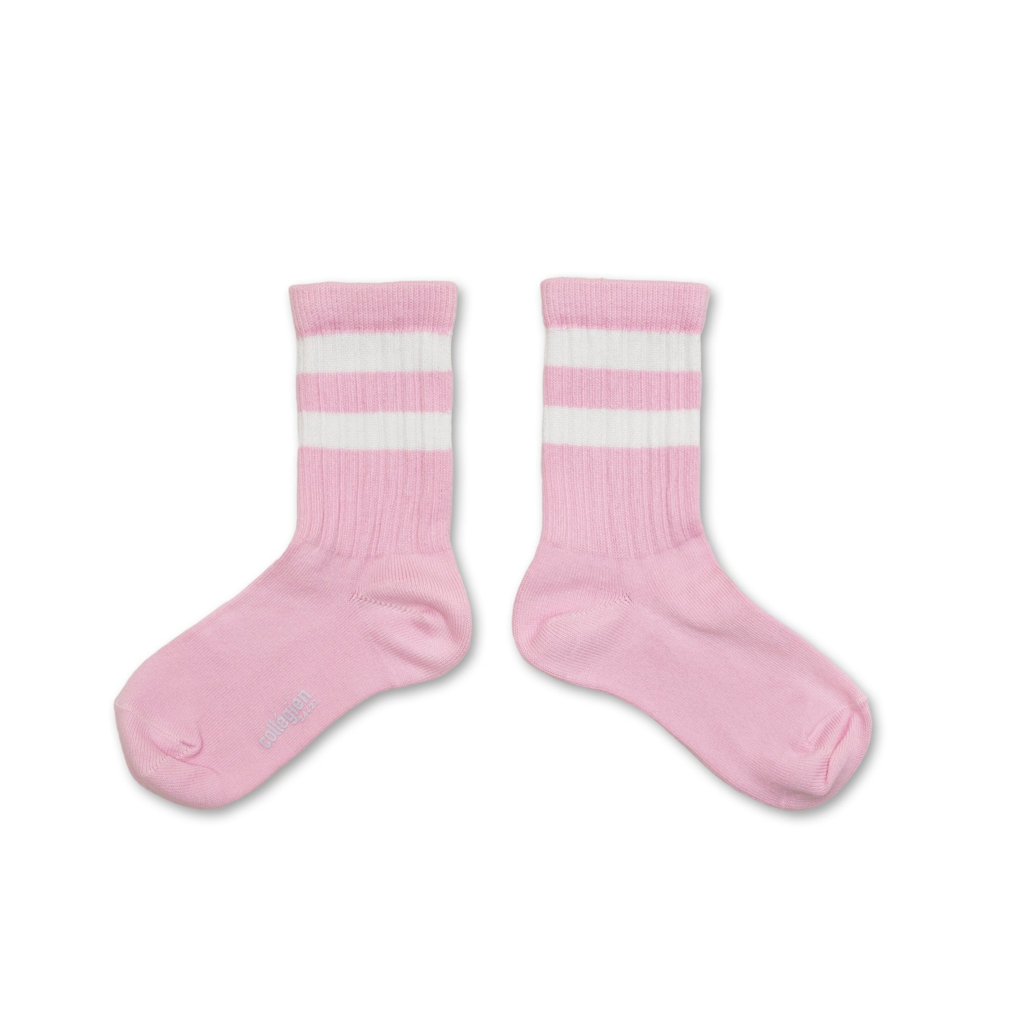 Chaussettes à côtes à rayures sport - Rose Dragée