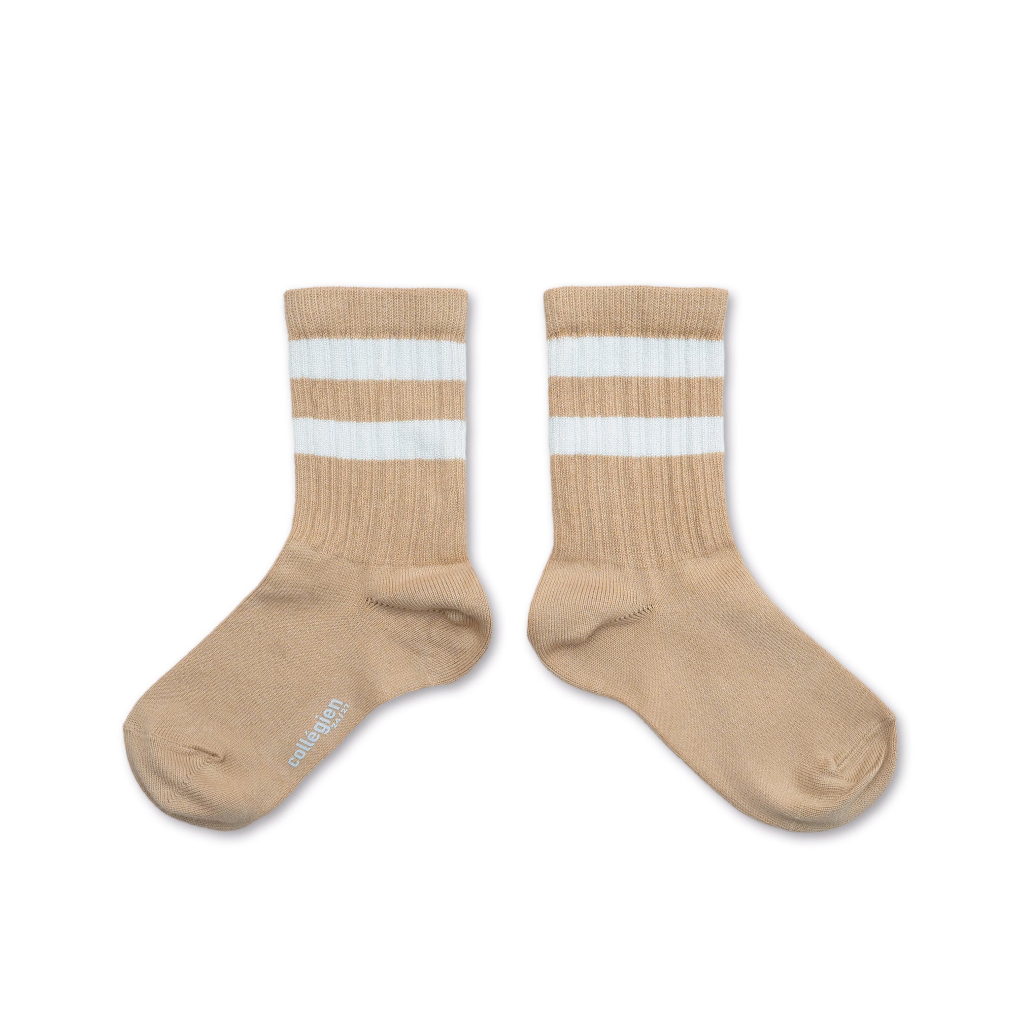 Sporty striped ribbed socks - Sand