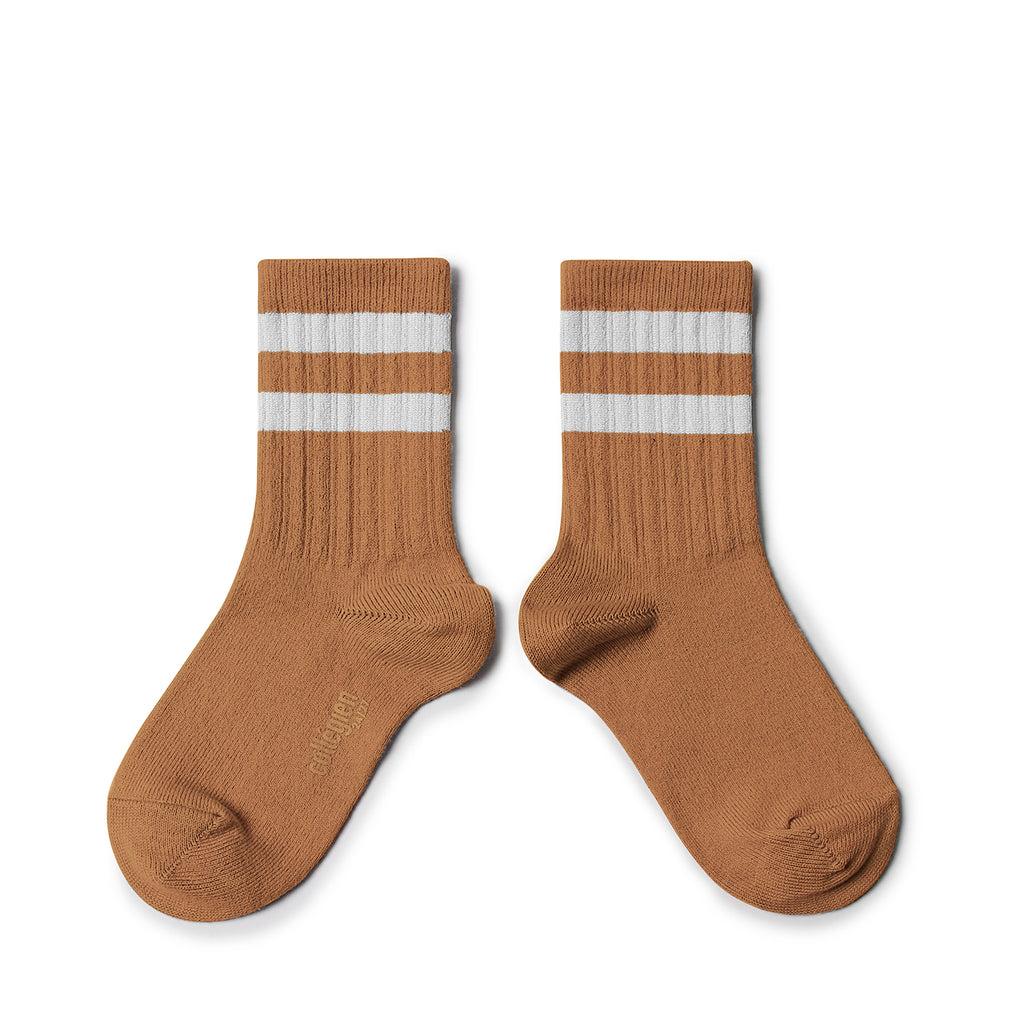 Sporty striped ribbed socks - Salted Caramel