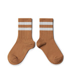 Sporty striped ribbed socks - Salted Caramel