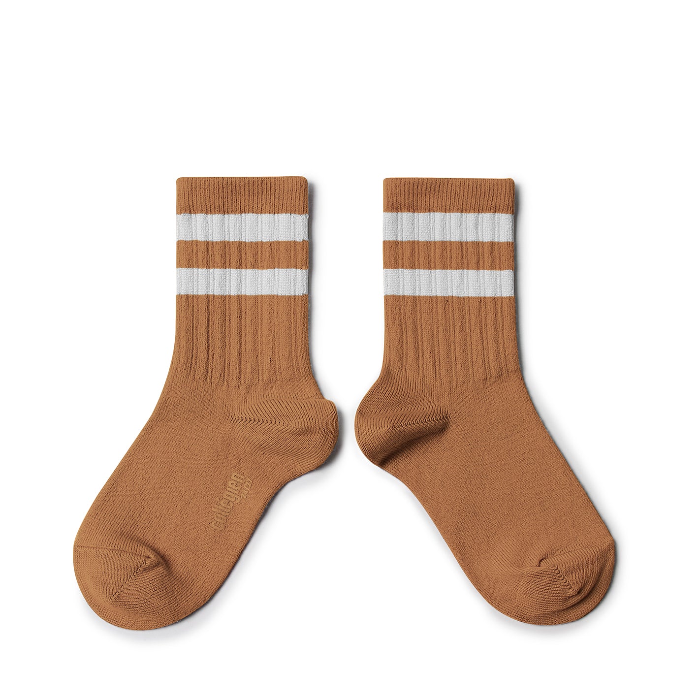 Sporty striped ribbed socks - Salted Caramel