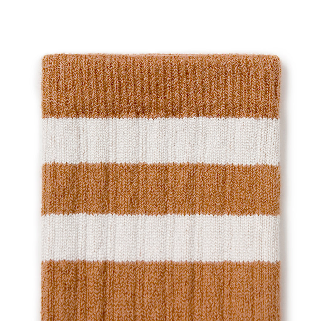Sporty striped ribbed socks - Salted Caramel