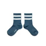 Chaussettes à côtes à rayures sport - Bleu Cendré