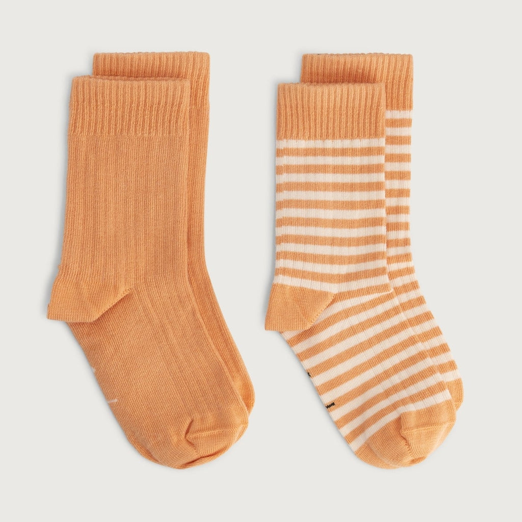 2-Pack of Melon Cream Ribbed Socks
