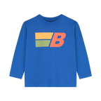 "B” blue long-sleeved T-shirt