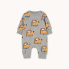 Gray jumpsuit with dog patterns