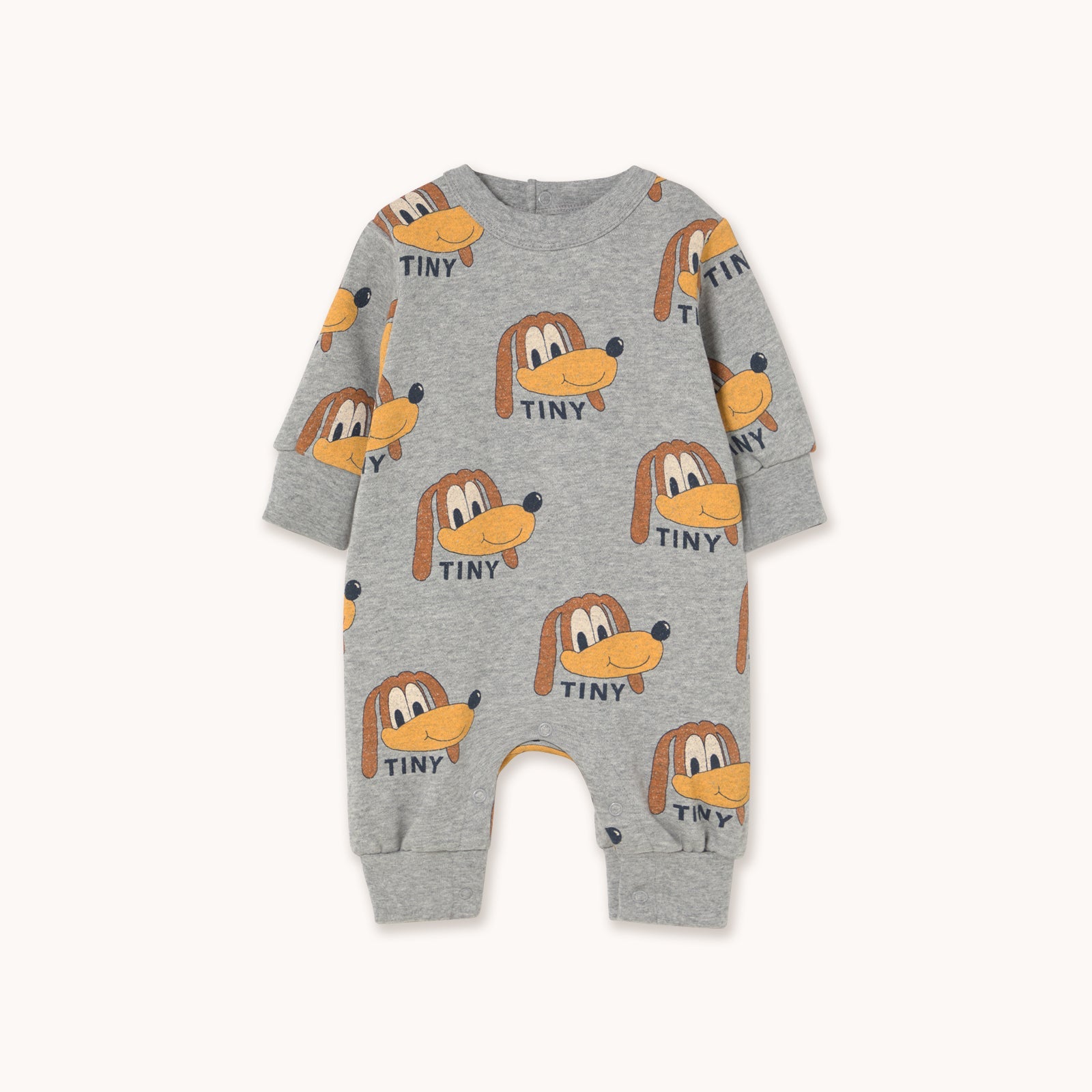 Gray jumpsuit with dog patterns