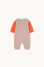 Beige color block polo jumpsuit