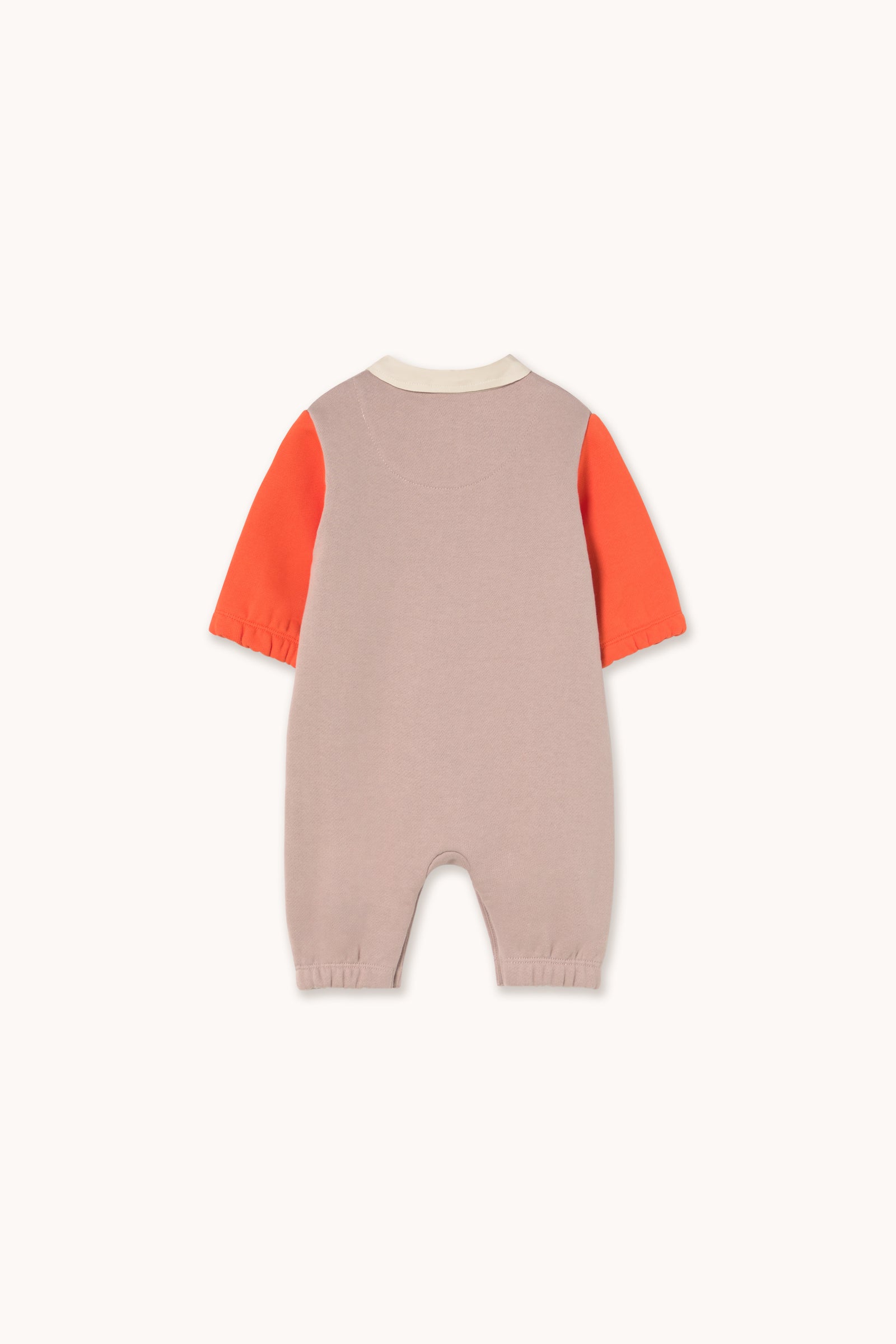 Beige color block polo jumpsuit
