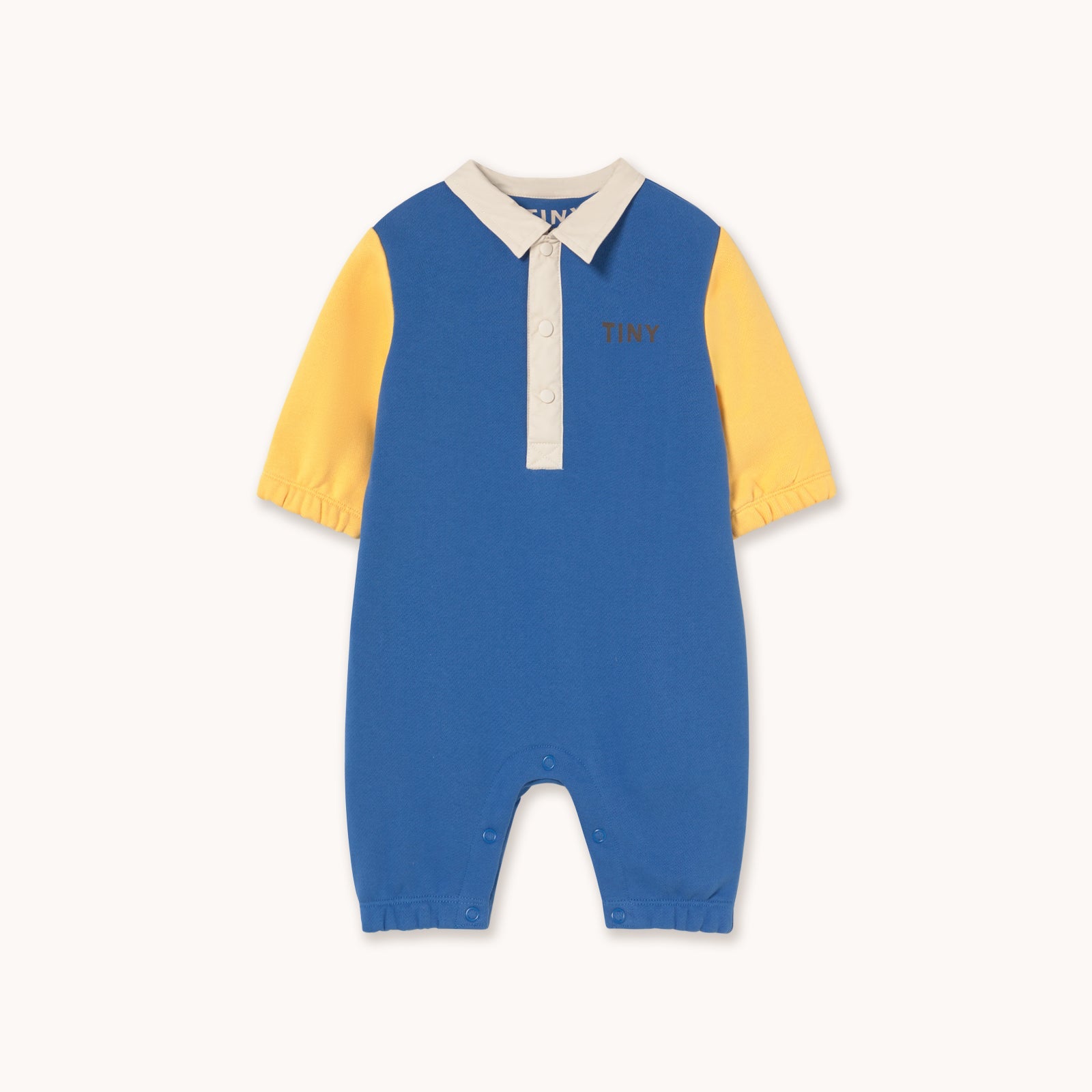 Blue color block polo jumpsuit