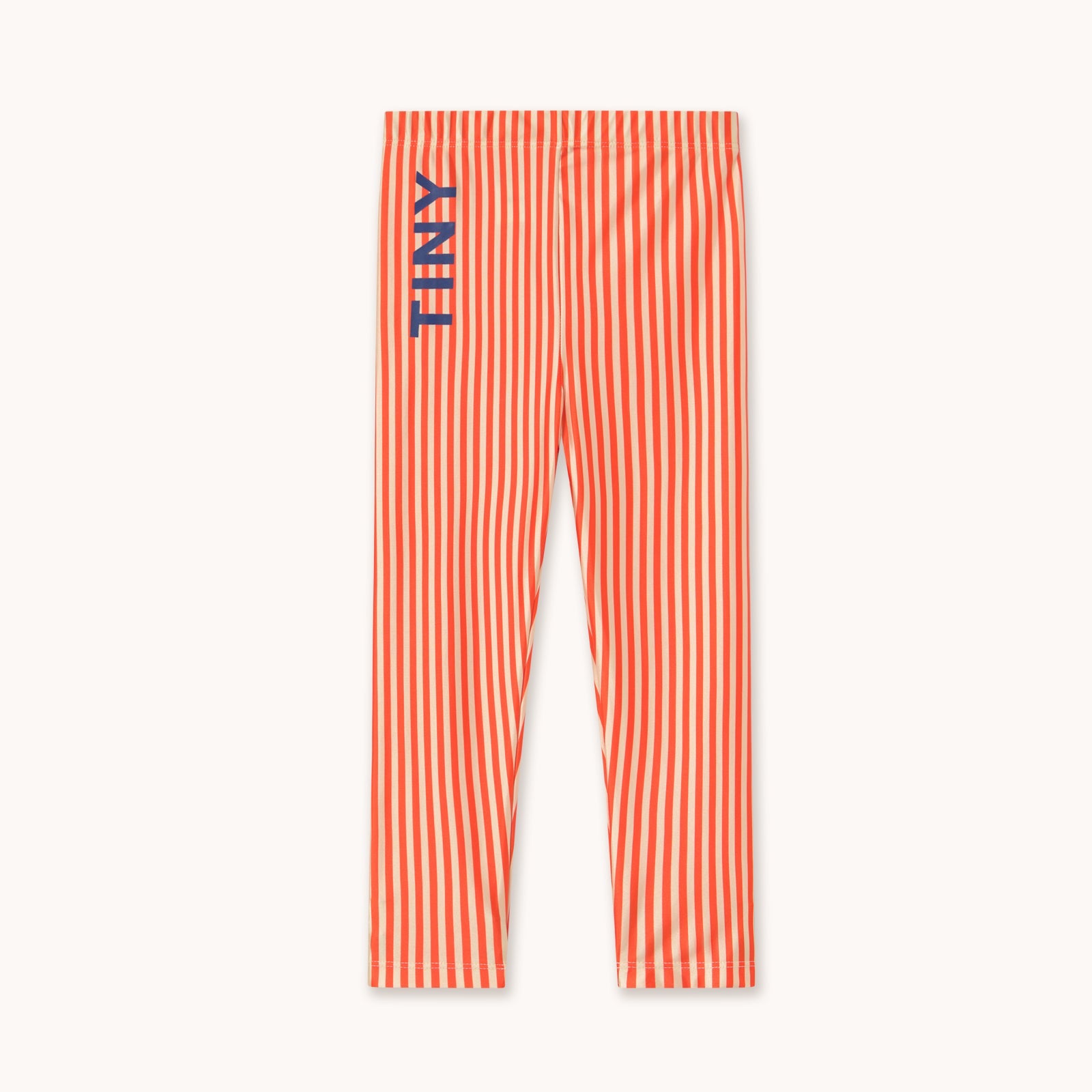 Red shiny striped leggings