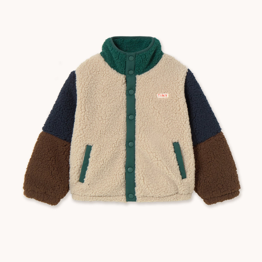 Veste sherpa color block en polaire Verte
