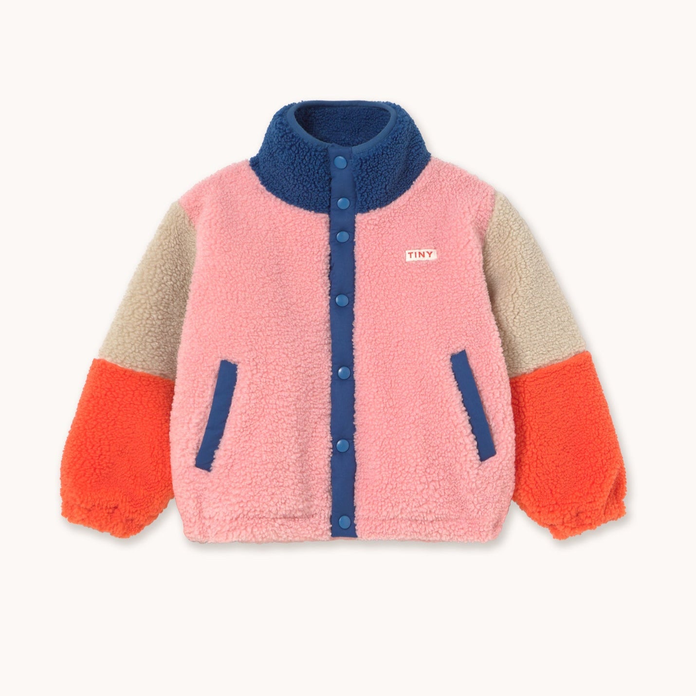 Sherpa color block jacket in green fleece