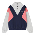 Color block button-up sweatshirt