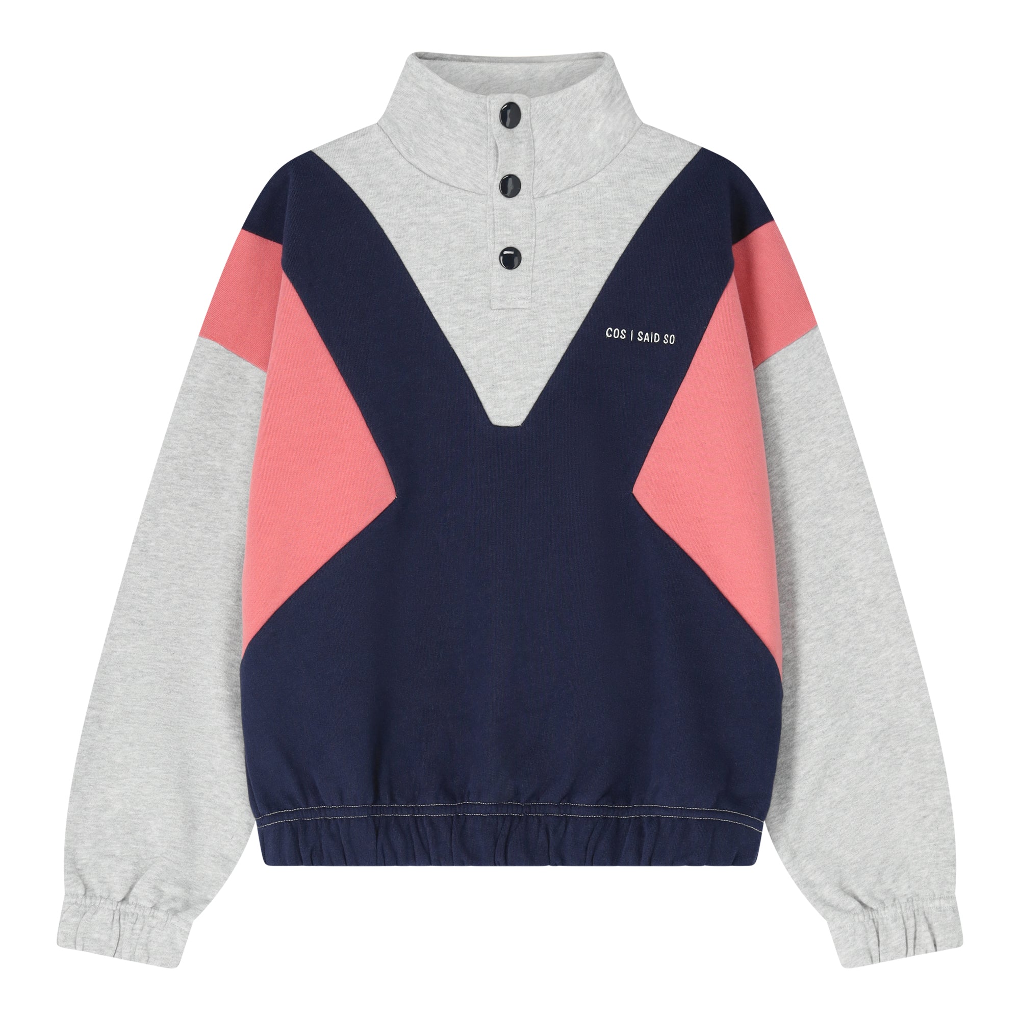 Color block button-up sweatshirt