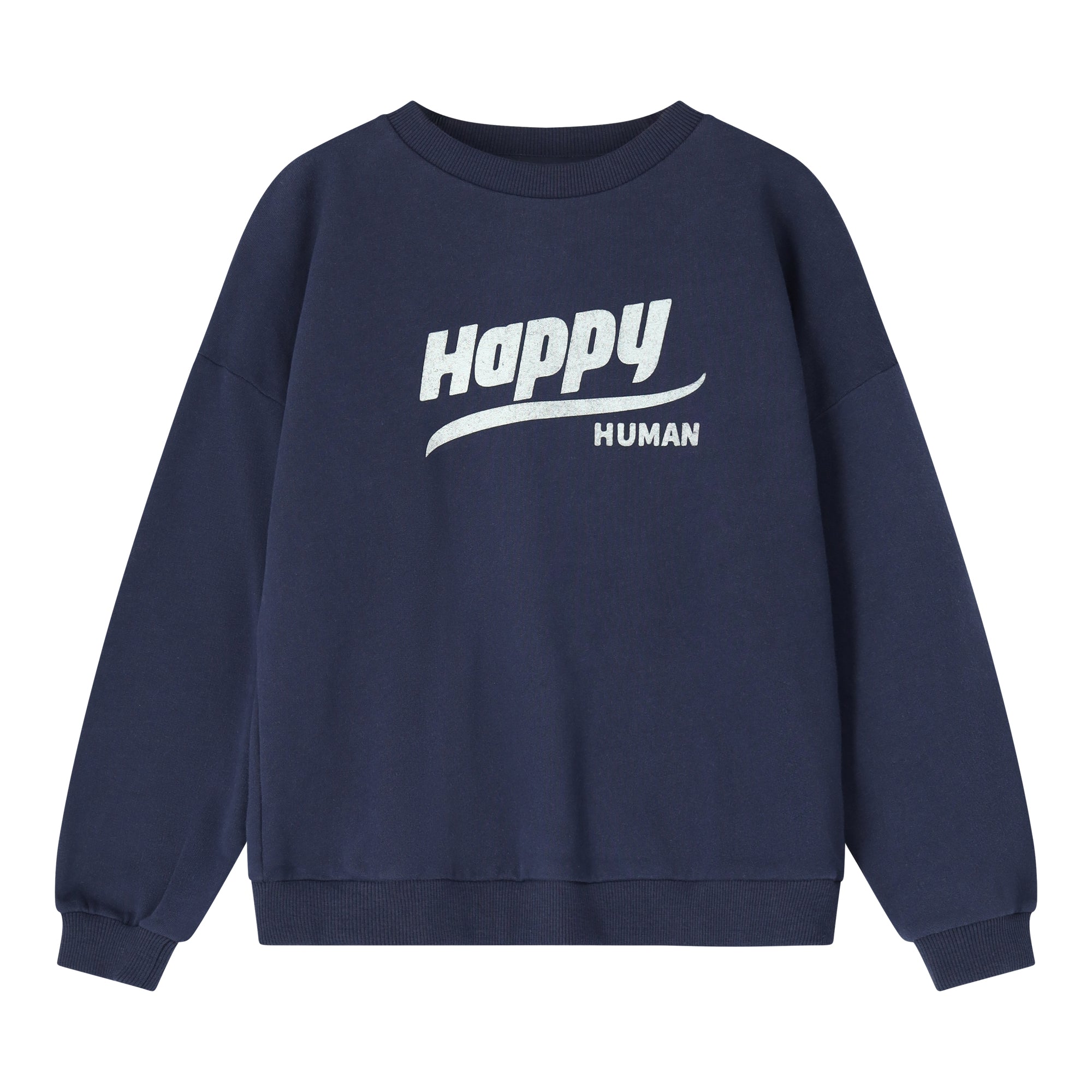 Blue "Happy Human" sweatshirt