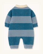 Combinaison Bébé Sherpa Rayée Bleue dos — Little Dudes