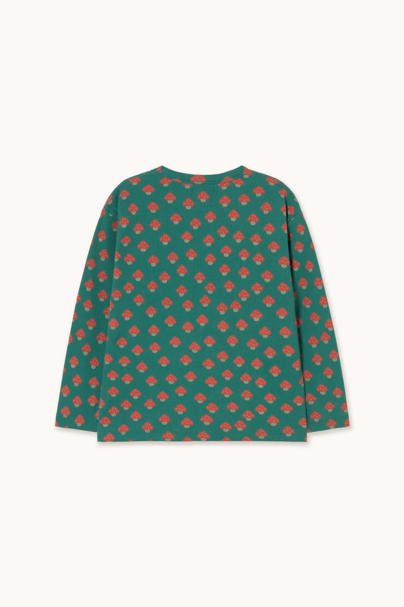 T-shirt en Maille Côtelée à Imprimé Champignons