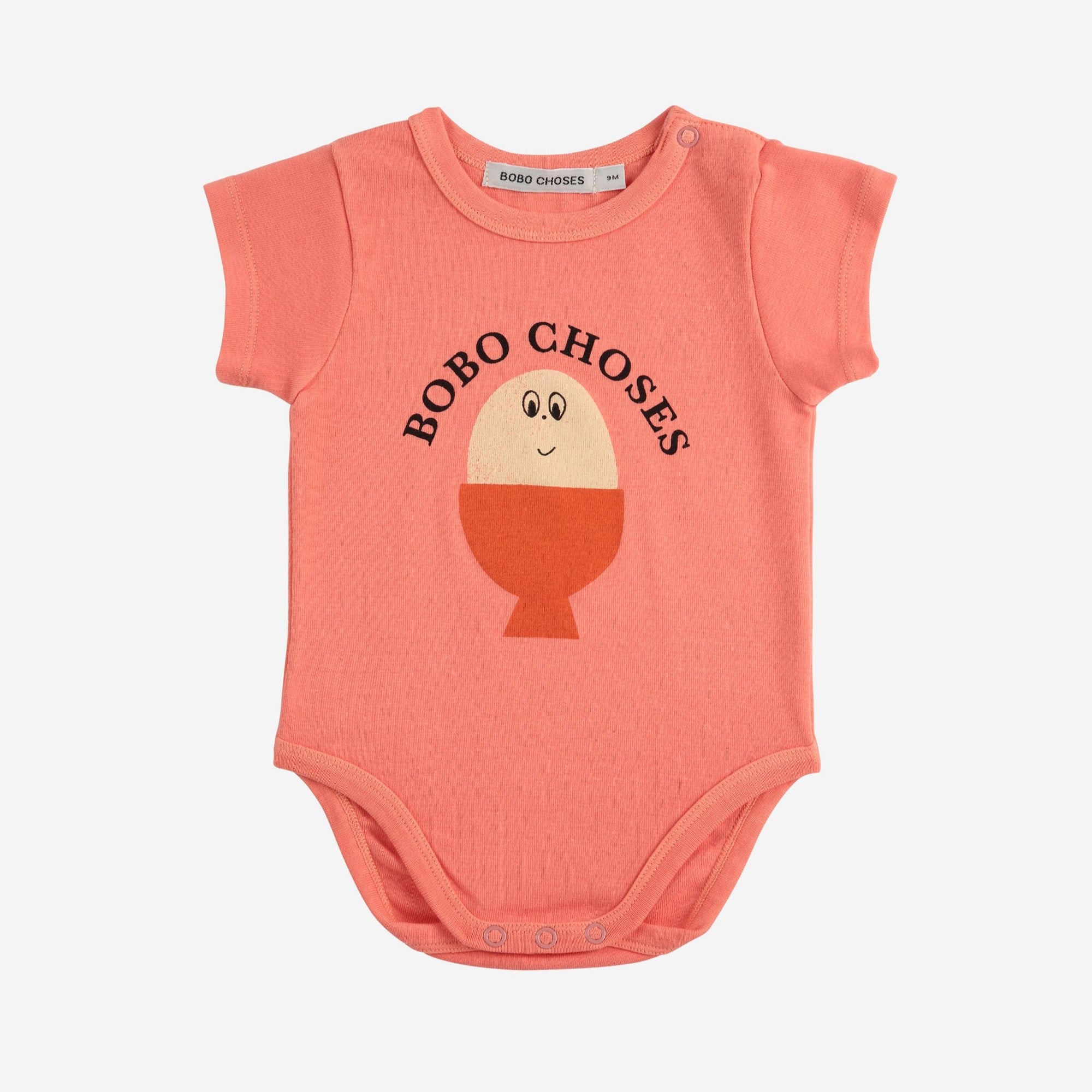 Organic cotton pink baby body with egg print