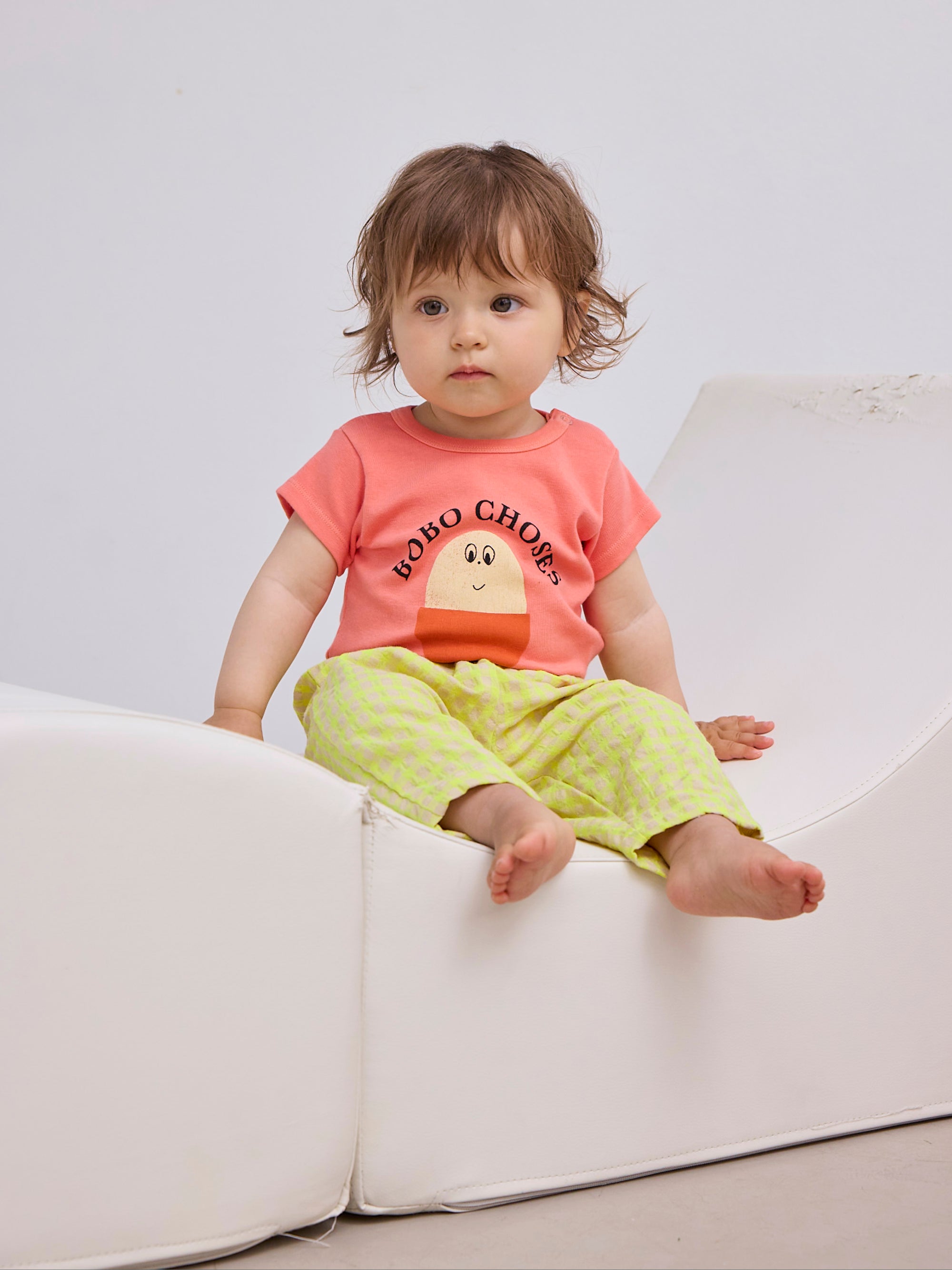 Organic cotton pink baby body with egg print
