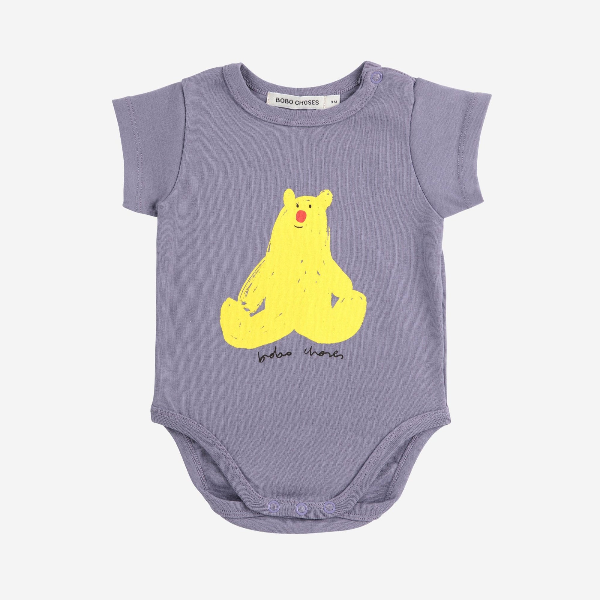 Organic cotton purple body with bear print - practical and soft for baby