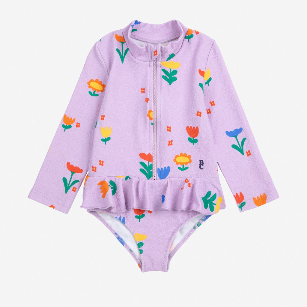 Maillot  de bain bébé violet imprimé fleuri