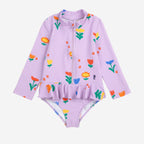 Maillot  de bain bébé violet imprimé fleuri