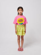 Short skirt with yellow tiles with ruffles