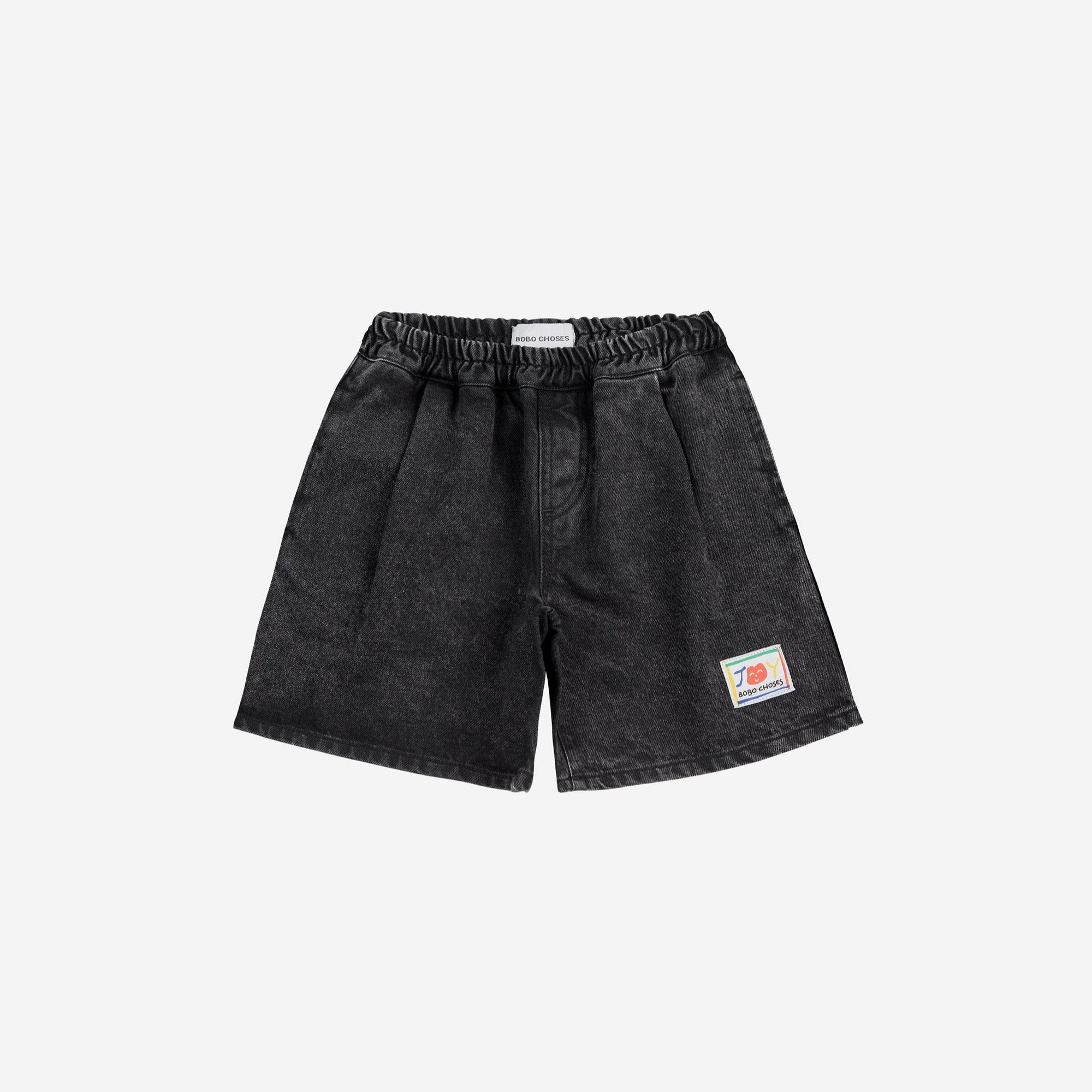 Black Mid-Length Denim Shorts